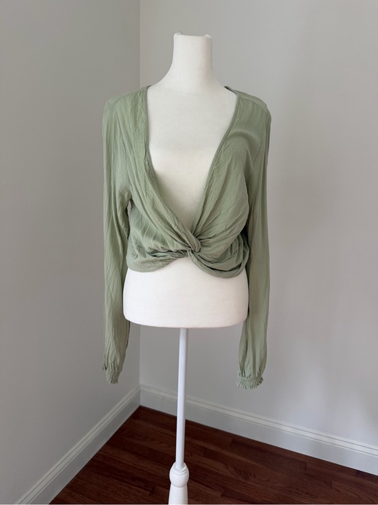 Urban Outfitters Tops - Urban Outfitters Sage Green Twist-Knot Long Sleeve Top